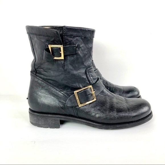 Jimmy Choo Shoes - Jimmy Choo Youth Black Leather Biker Boots